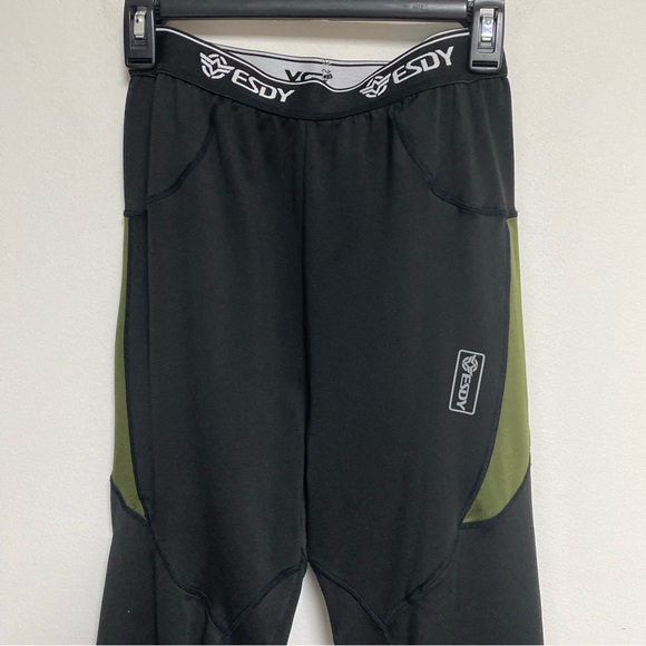 Edsy Mens Compression Pants Black/Green Size Medium - Picture 2 of 6